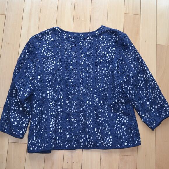 Chico's Blazer Suit Jacket Open Front Blue Size 2 - Picture 3 of 3